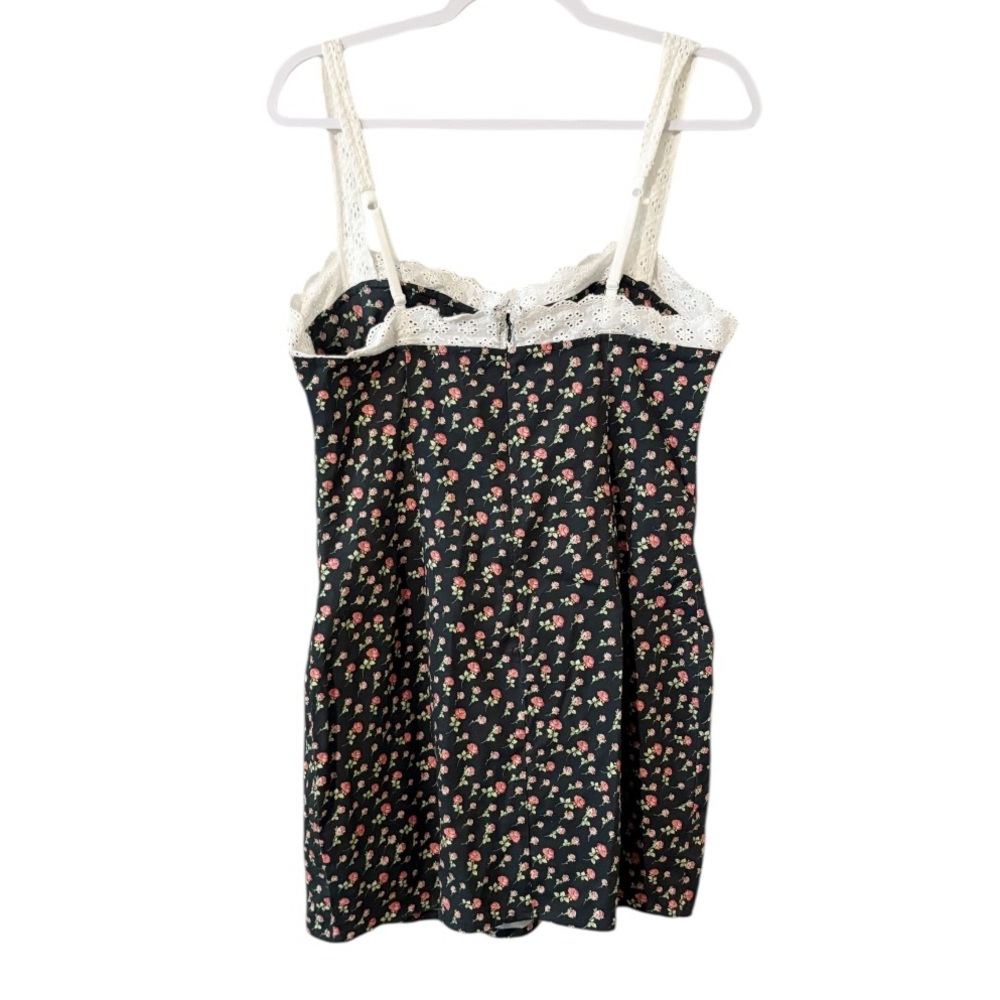 FOR LOVE & LEMONS Camille Floral and Lace Mini Dress Boho Cottagecore Black Sz M - Picture 9 of 11